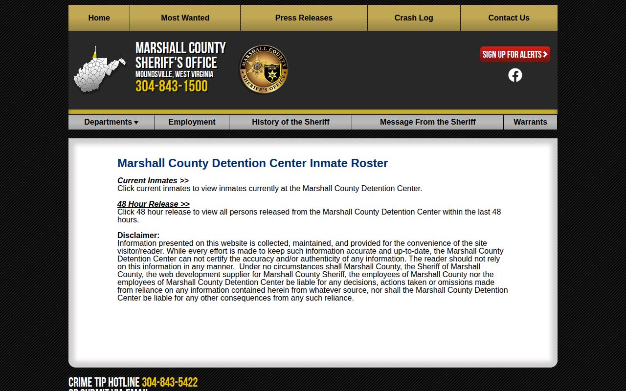 Marshall County released inmates roster chooser